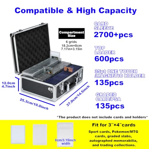 Lockable Trading Sports Card Case Storage Box Holder Organizer - color: Black, size: Large