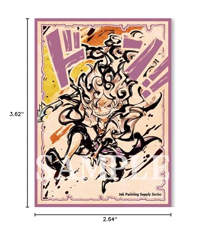 60ct 67x92mm Ink Holographic Flashing Top Loading Trading Card Sleeves Deck Protector for MTG/TCG/PTCG Art Anime Printing Card Sleeves Protectors (Luffy) - color: Luffy