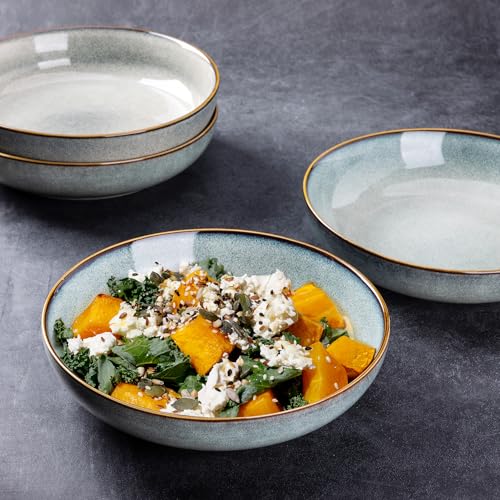 AmorArc 8.5’’ Ceramic Pasta Bowls Set of 6, 36oz Large Stoneware Bowls Set - color: Ocean Blue, size: Set of 6