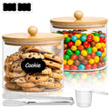 ComSaf Glass Storage Jars with Bamboo Lids 1.8 Qt 2 Pack Large Round - color: 1.8Qt-Round-2 Pack