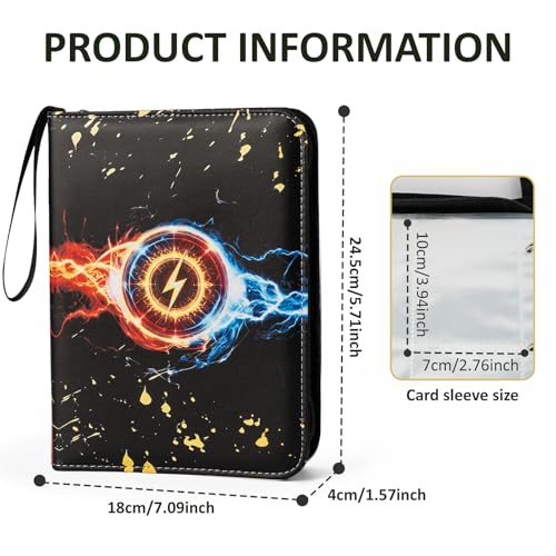 Trading Card Binder Album, 400 Pockets, 50 Removable 4-Pocket Pages, Waterproof (Black Blue& Red) - color: Black Blue& Red