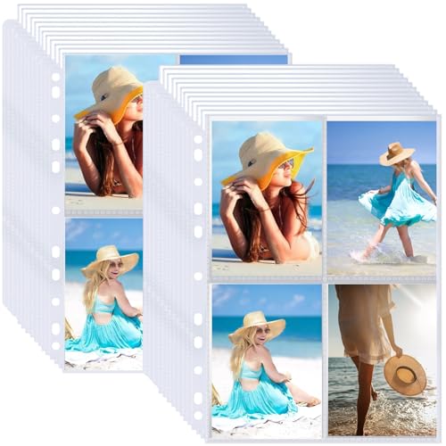 100 Pack Photo Sleeves Holds 800 3.5"x5" Photos, Clear Photo Page Protector for 3 Ring Binder, Double-Sided Photo Album Refill Pages Photo Pockets Photo Sleeves Binder Sheets - size: 3"x5"