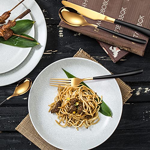 MURRI&MURRDI Travel Stainless Steel Cutlery Set for 1, Reusable Flatware Set with Case, Camping Silverware Set for Work, Knife Fork Spoon Utensil Set 3 Piece, Black Gold - color: B- 3 Black Gold