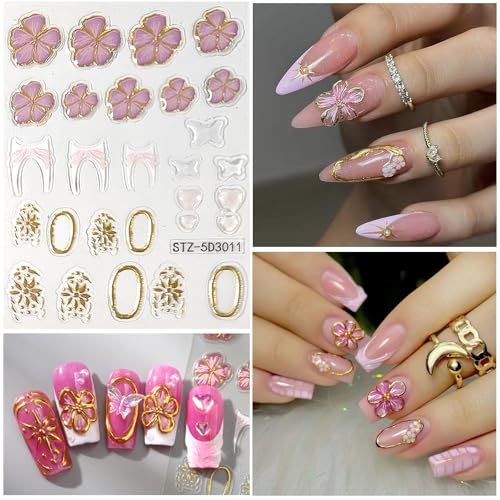 Colorful Nail Stickers for Nail Art Flower Nail Decals for Women - color: Colorful-16