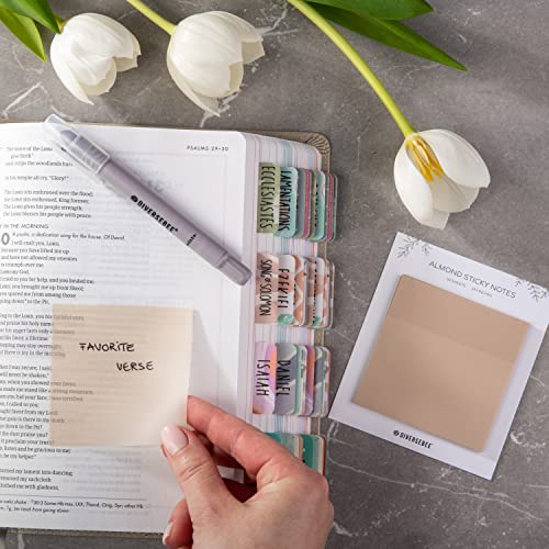DiverseBee 50 Sheets Pastel Transparent Sticky Notes, 3x3” Clear Sticky Tabs, Translucent Page Flags Book Markers Stickers, Planner Accessories, Bible Journaling Study Office School Supplies (Almond) - color: Almond