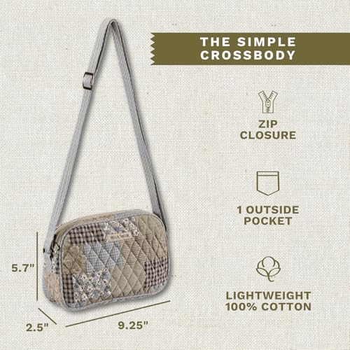Bella Taylor Simple Crossbody, Quilted Handbag for Women - color: Khaki Patchwork
