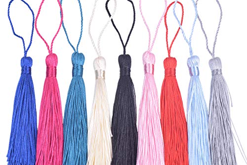KONMAY 20pcs Silky Handmade Tiny(3.5'') Soft Craft Mini Tassels with Loops for Bookmarks Jewelry Making, Decoration DIY Projects (Mixed(20 Colors Randomly, one of Each)) - color: Mixed(20 Colors Randomly, One of Each)