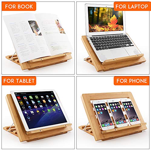 Wooden Desktop Book Stands, Adjustable Book Stand for Reading