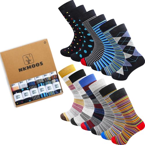 Mens socks size 10-13/9-11/13-15 Cotton Crew funny Colorful work dress socks for men 9-12 gifts for him 6/12 Pairs - color: Colorful 12 Pairs, size: 7-10