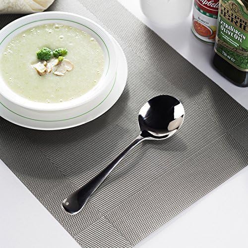 12 Piece Soup Spoons, High Grade Stainless Steel Soup Spoons, Dishwasher Safe Spoons Silverware - size: 12