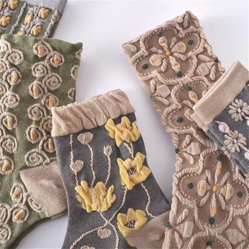 Lavish Lavender Argyle Frill Socks for Women, Dress Socks - color: 5pair-flower