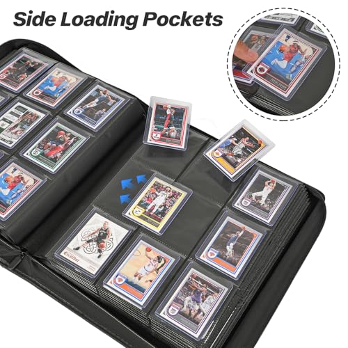 9 Pocket TopLoader Binder, Holds 360 3”x4” Toploader Hard Cases, Sleeves Card Collection Binder, 20 Double Sided Pages, Compatible with Trading & Sports Holder - Black