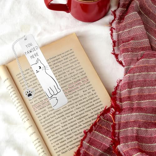 Cat Pendant Bookmark, Cute Cat Gifts Funny Silver Animal Metal Book Marks - style: Silver Cat
