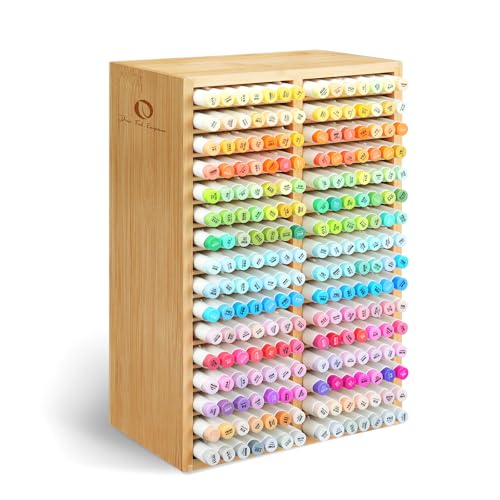 Ohuhu Bamboo Marker Organizer Hold 224 Markers for Honolulu Oahu Series - style: Right Angle Hold 224 Markers