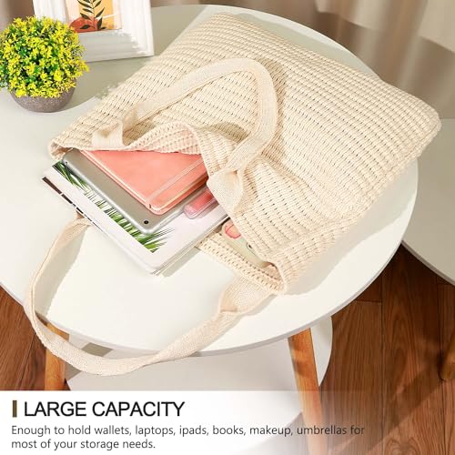 hatisan Crochet Bag for Women, Handmade Knit Beach Tote Bag Summer - color: Beige-1