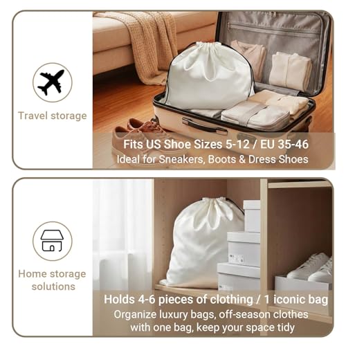 Q&J Fabric Co. 6 Pack Satin Dust Bag 19.7x23.6 inch Beige 100% Polyester Silk Bag Purse Dust Bag Shoe Bags for Closet Purse Protector Bag Dust Covers for Purses - color: Beige, size: 19.7"x23.6"