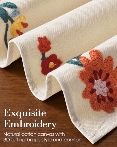 Embroidered Placemats Set of 6-13"x 18" 6PCS Embroidered Rustic Washable Fabric Place Mats Farmhouse Boho Dining Table Mats Dinner Placemats, Colorful Flower - color: Colorful Flower