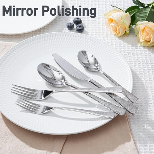 Silverware Set for 4, 20 Piece Flatware Set, 18/10 Stainless Steel - color: Silver, size: 20-Piece