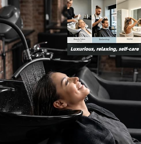 Head Spa Attachment for Shampoo Bowl – Hands Free Waterfall Water Circulation Equipment, Relaxing Scalp Massage Rinse for Salon & Home(Black) - size: U