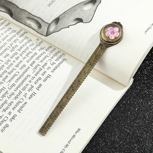 Vintage Dried Flower Bookmark Ruler, Resin Encased for Book & Craft Lovers - color: 3pcs Style C