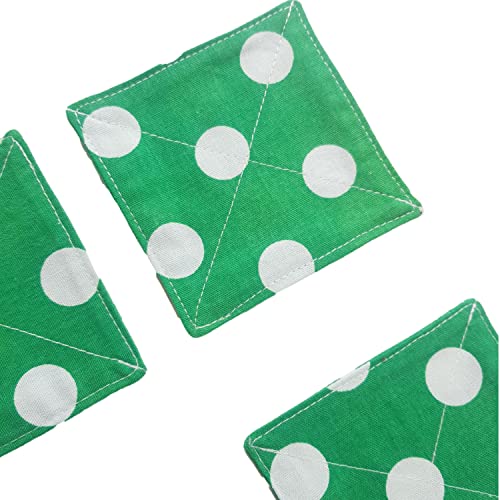 CUSHYSTORE Canvas Floral 2 Layers Coasters Saucers Absorbant Mat Pad Floral Botanical Style Fabric Quilted for Glass Cup Drinking 4", 6 Pack (Green Polka Dot) - color: Green Polka Dot