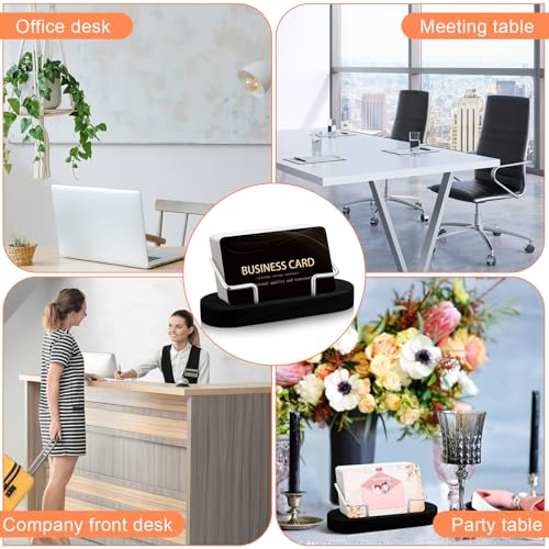 Amyhill 2 Pcs Wood Business Card Holders Display for Desk, Black - color: Black