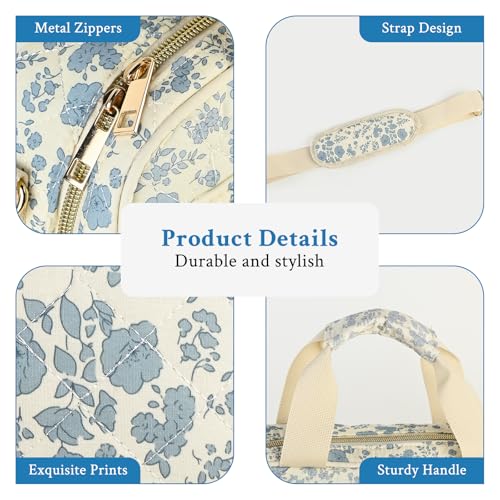 Bible Cover Case for Women, Large Quilted Bible Bag with Bible Study Supplies 5*Sticker & 5*Highlighter & 5*Pen, Stylish Church Bag Journaling Kit, Mothers Day Christian Gifts (Blue Floral) - color: Blue Floral