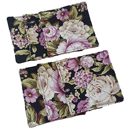 CUSHYSTORE Canvas 2 Layers Coasters Saucers Absorbant Mat Pad Floral Botanical Style Fabric Quilted for Glass Cup Drinking 4", 6 Pack (Night Rose Garden) - color: Night Rose Garden