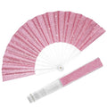EOSAU 9" Glitter Folding Hand Fans Foldable, Clacking Fans for Women, Pink - color: 9" Pink 02