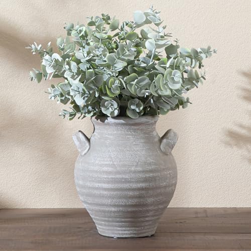 Textured Ceramic Vase, Small Rustic Farmhouse Flower Vase for Home Decor - color: Small Rustic Vase