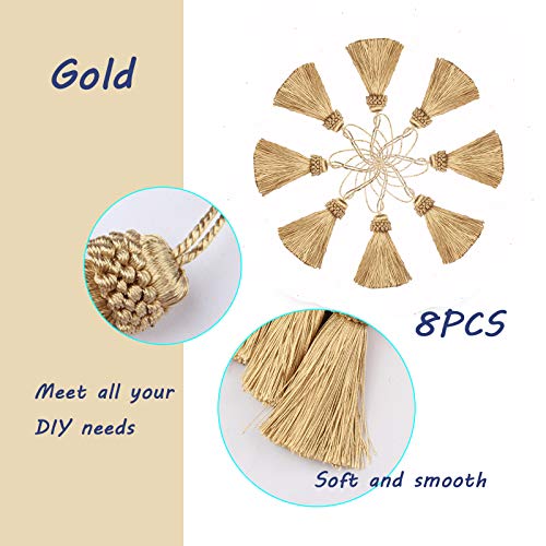 8PCS Tassel Key Colorful Tassel for Cord Loop,Handmade Tassels - color: Gold
