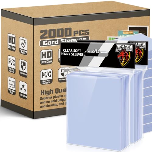 2000 Counts Card Sleeves Top Loaders for Trading Cards, Penny Soft Sleeves Baseball Card Sleeve Protectors Fit for Sports,Football,Game Cards - size: 2000P