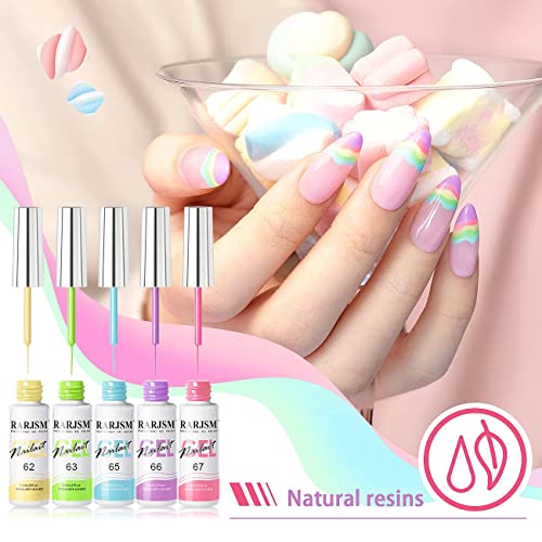 RARJSM Gel Liner Nail Art, Cotton Candy Collection Painting Gelpolish Set Wire Painting Drawing Gel for Nailart Design White Yellow Blue Purple Red Colors - color: Green