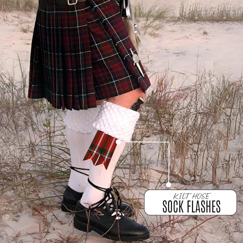 EZE Kilt Flashes for Men with Heavy Buckle Adjusters, Plain & Tartan Kilt Sock Flashes Acrylic Wool - color: Macgregor