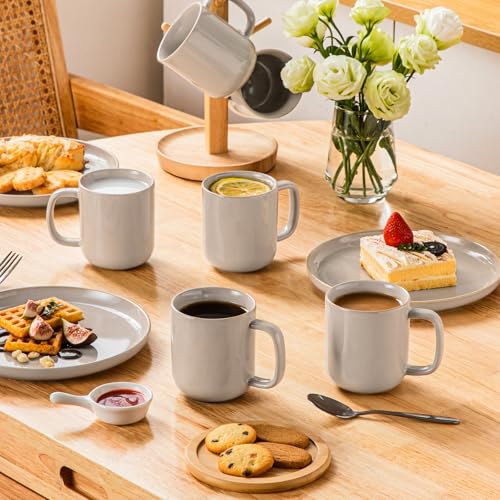 vancasso Coffee Mugs Set of 6, 12 Oz Ceramic Coffee Cups with Handle, Ceramic Unique Glaze Coffee Cup for Cappuccino, Latte, Tea, Cocoa, Dishwasher & Microwave Safe Gift Sets, Gray, Series PLAYA - color: Gray, size: 12 Oz