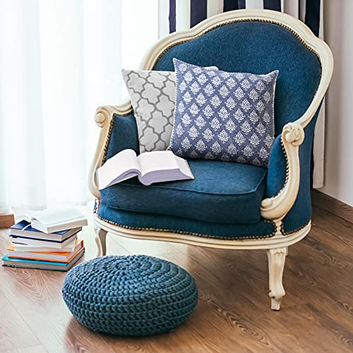 20x20 Inches Floral Cotton Throw Pillow Covers for Home Decor | Traditional Boho Cushion Covers for Throw Pillows | Perfect for Living Room Couch & Bedroom Decorations | Blue/White - color: Blue/White