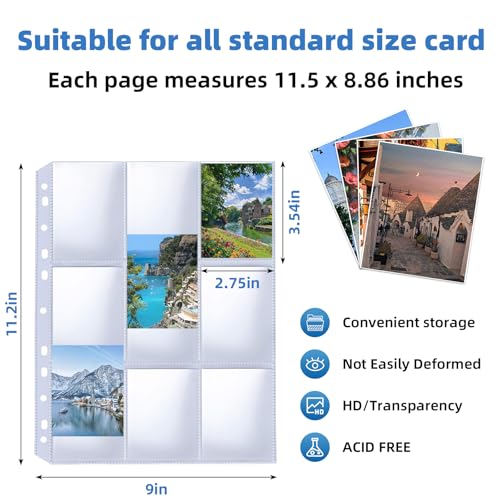 9 Pocket Card Sleeves, Holds 1800 Cards, Trading Card Binder Sleeves - size: 100 Pack