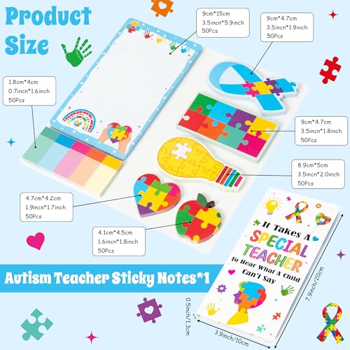 Xqumoi Autism Teacher Sticky Notes Set - 550 Sheets Autism Self-Stick Note Pads Special Education Divider Tabs Bundle Writing Memo Pad Back to Classroom Rewards School Supplies - color: 1pack-autism Teacher