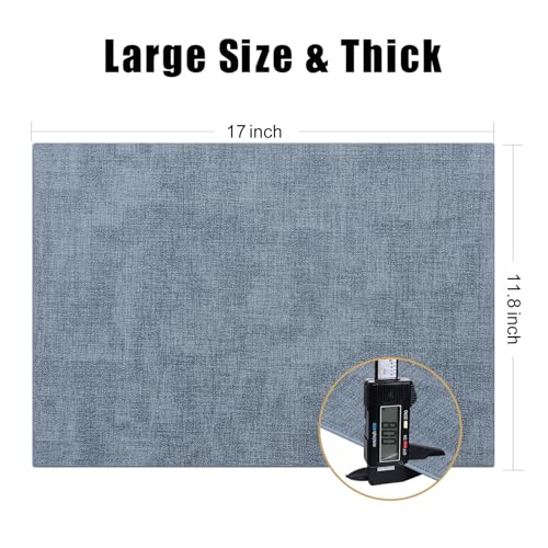 Homaxy PU Faux Leather Placemats for Dining Table, Set of 6, Blue - color: Blue