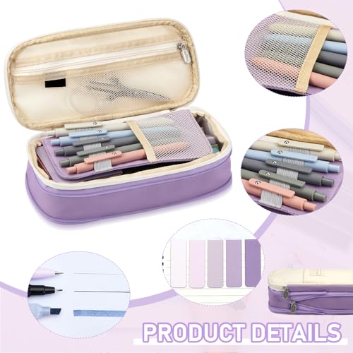 Sinload 60 Pcs Aesthetic Book Annotation Kit School Supplies Cute Pencil Case Mini Stapler Set 12 Highlighter 5 Gel Pen 6 Pencil 5 Magnetic Bookmark 1220 Sticky Note Student Stationary(Purple) - color: Purple