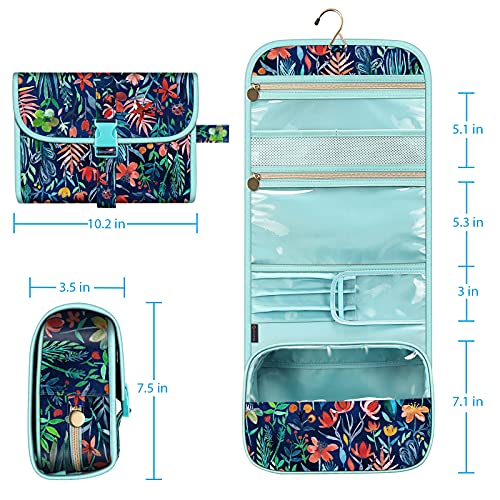FINTIE Portable Toiletry Cosmetic Travel Bag Hanging Makeup Organizer - color: Jungle Night