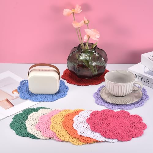 uxcell 8Pcs Crochet Doilies 8" Handmade Crochet Cotton Coaster Dark Purple - color: Dark Purple