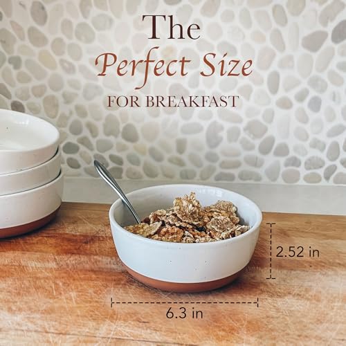 Mora Ceramic Flat Bowls Set of 4-25 oz- For Soup, Salad, Rice, Cereal, Breakfast, Dinner, Serving, Oatmeal, etc - Microwave, Dishwasher and Oven Safe Porcelain Bowl for Eating and Kitchen - Vanilla - color: Vanilla White