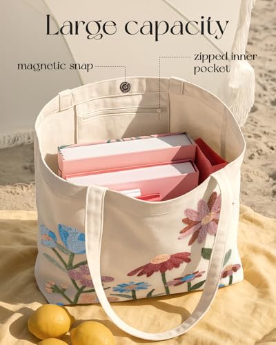 Miss Adola Embroidery Canvas Tote Bag with Pocket & Buckle - color: Floral