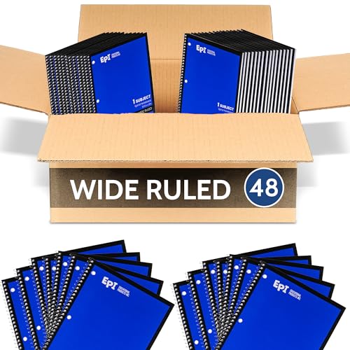 EPI Spiral Notebook | Wide - 70 Sheets, Durable Spiral Binding | 10.5 x 8 in | Classroom Supplies | School, Office, Note Taking, Journaling - 48 Pack - color: Blue, size: 48