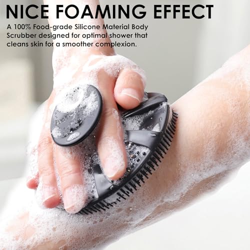 Food-Grade Silicone Body Scrubber with Exfoliating Net Sponge Case, 4pcs - color: (Set5) 4mix