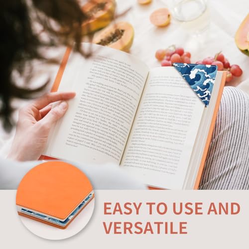 Cute Leather Bookmarks, Fun Triangle Making Corner Bookmark, Book Accessories for Reading Book Lovers, Unbreakable Page Markers for Women Men Cute Blue Sea - color: Cute Blue Sea