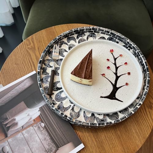 12.5" Lazy Susan for Table Top – Mother of Pearl Spinning Turntable Serving Tray, Marble Lazy Susan Organizer for Dining Table Centerpiece, Kitchen Island Decor, Bathroom Counter, Outdoor Use (Blue) - color: Blue Moon