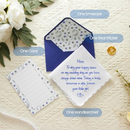 Wedding Handkerchief, Something Blue for Bride, Mother of the Bride Gift - color: Mom