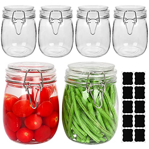 Betrome 25 oz 6 Pack Clear Glass Jars With Airtight Lids, Preserving Jars